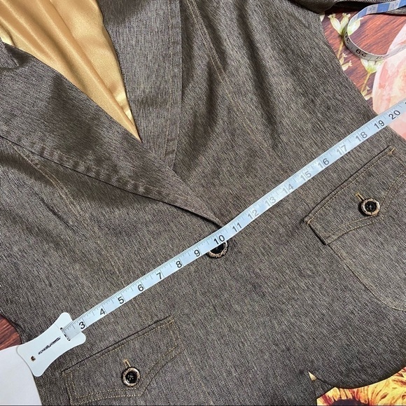 NWT Vesti One-Button Blazer - Brown with Metallic Gold Threads - Size 14 - Picture 9 of 11